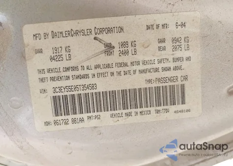 2005 Chrysler Pt Cruiser Touring z USA, uszkodzony, nr VIN 3C3EY55E05T354583